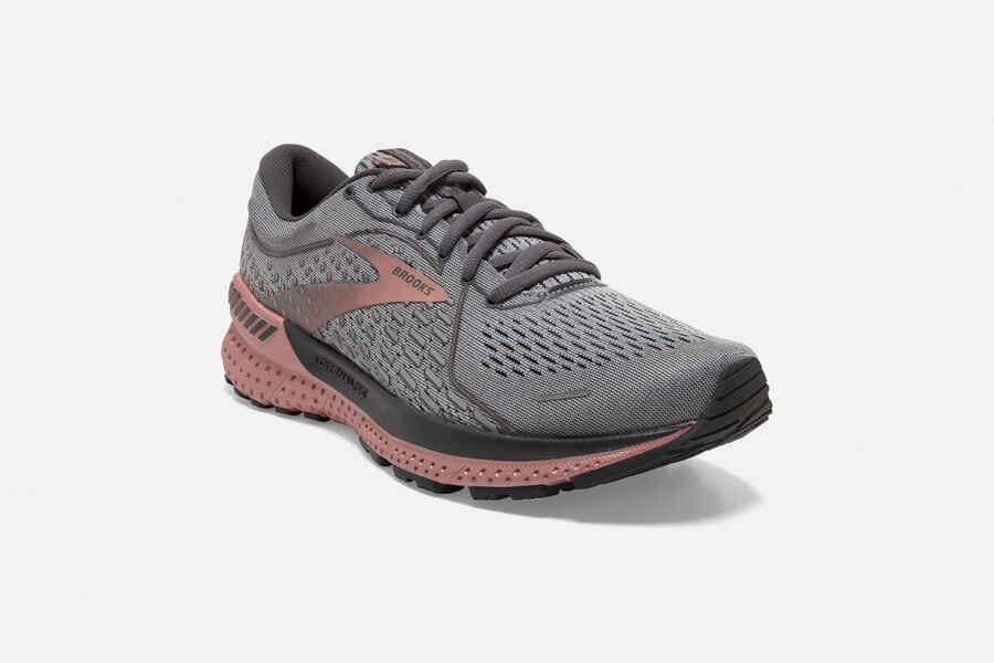 Brooks Israel Adrenaline GTS 21 Road Running Shoes Womens - Dark Grey/Pink - CEI-083962